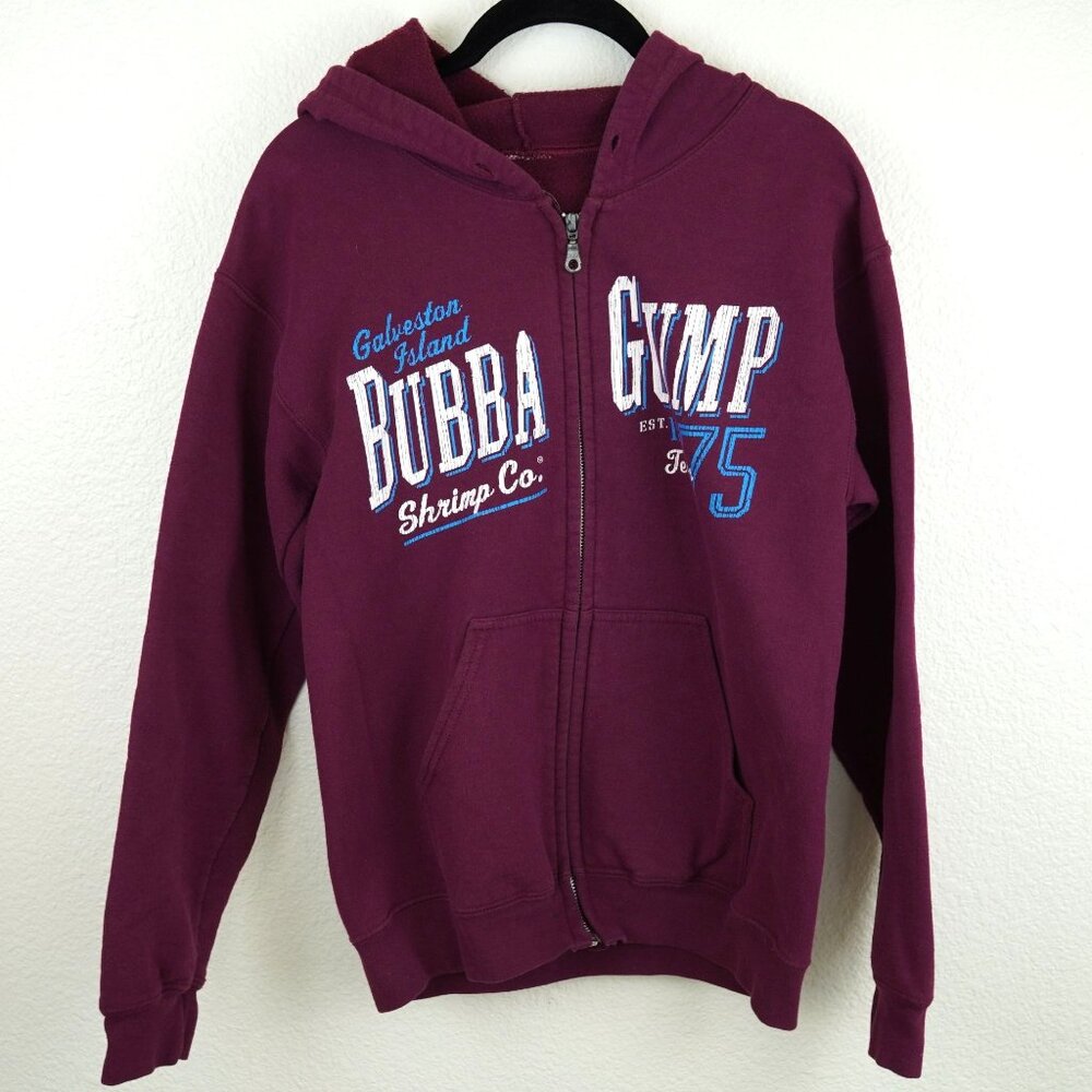 Bubba Gump Shrimp Co Hoodie Zip-Up Sweatshirt Galveston Island Size S Maroon